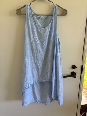 Pure navy 100% linen tunic top nautical lagenlook spring summer beachy